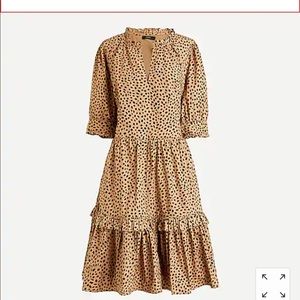 J Crew Ruffleneck Tiered Popover Dress-Leopard Dot